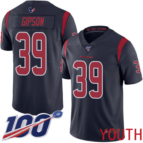 Houston Texans Limited Navy Blue Youth Tashaun Gipson Jersey NFL Football #39 100th Season Rush Vapor Untouchable